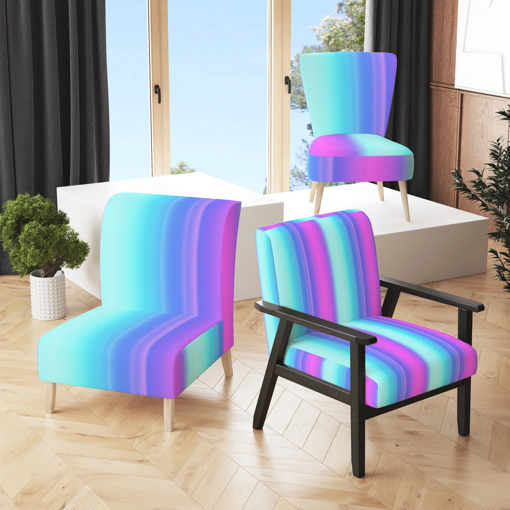 Blue and Purple Striped Pattern Upholstered Accent Chair S871