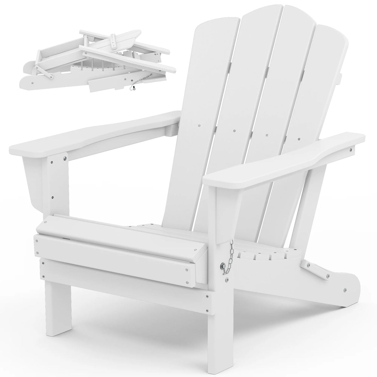 White HDPE Folding Adirondack Chair J3331