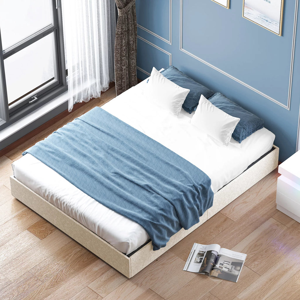 Queen Size Platform Bed Frame with 4 Drawers I904072