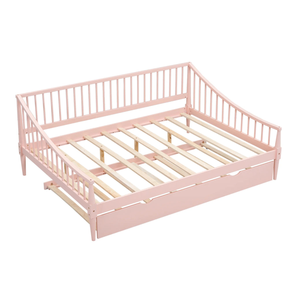 Pink Full Size Wood Daybed with Twin Trundle K97225