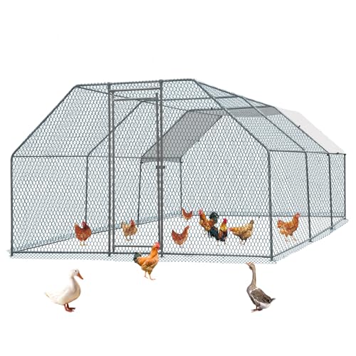 6.5 x 10 FT Metal Chicken Coop with Waterproof Cover N344
