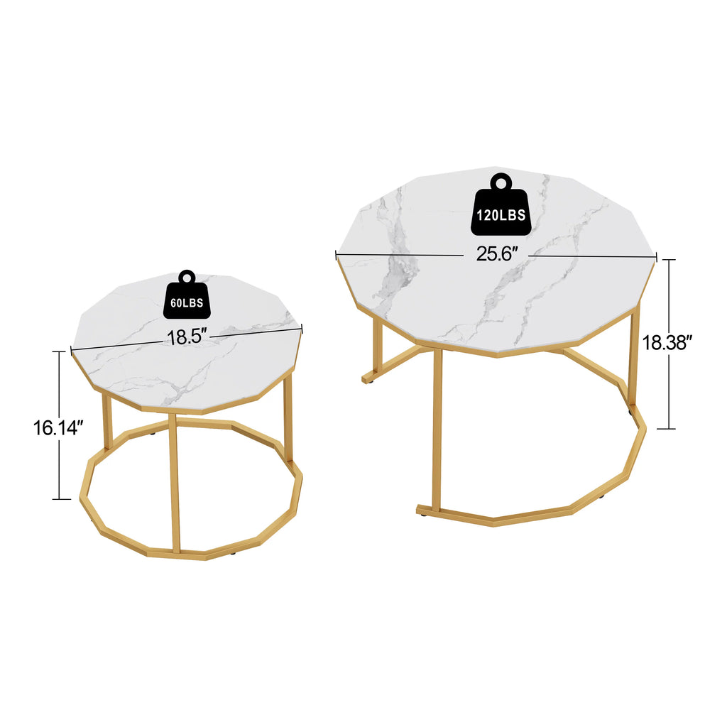 White Marble Coffee Table 12 gon Shape L539960