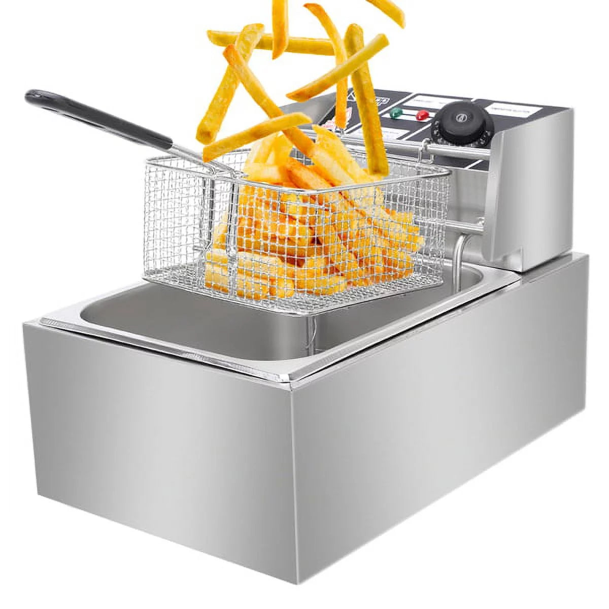 Stainless Steel Electric Double Tank Deep Fryer with Basket 6L C840