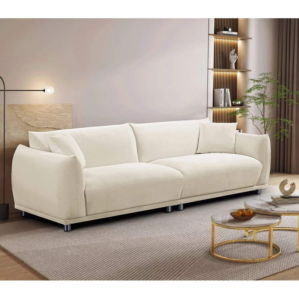 Cream White Velvet Sofa J7166