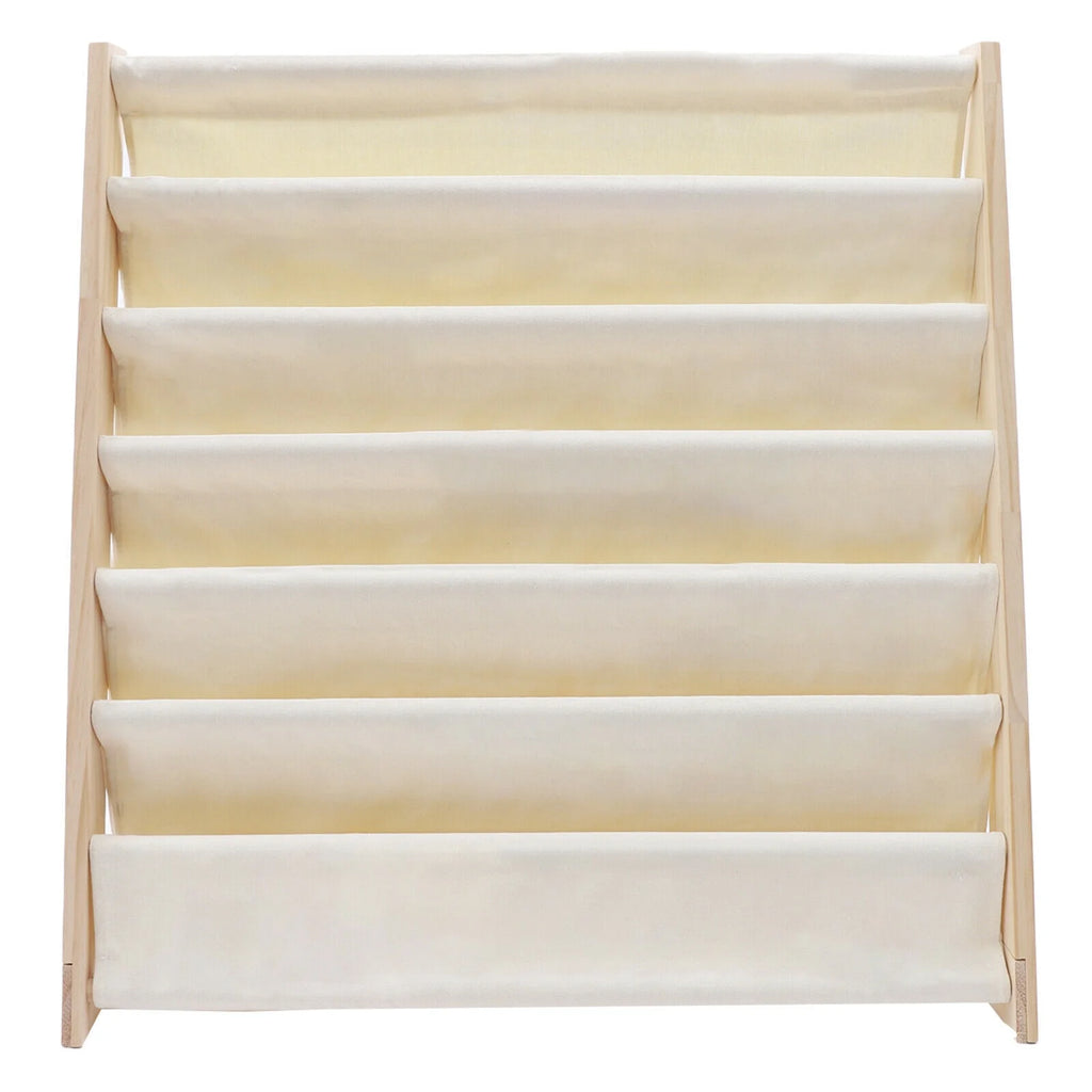 6 Tiers Wooden Kids Book Rack Storage Bookshelf with Canvas Shelves X7538