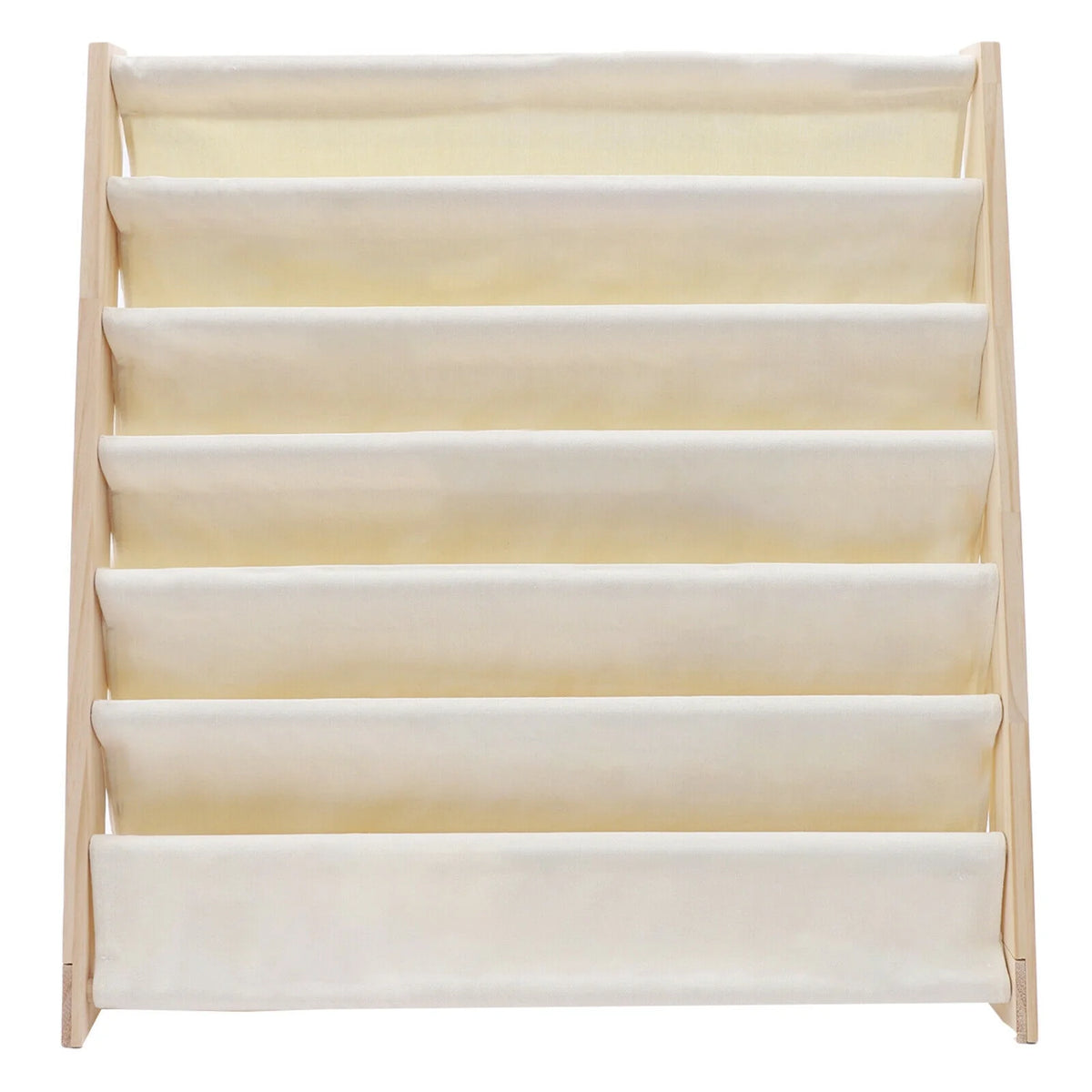 6 Tiers Wooden Kids Book Rack Storage Bookshelf with Canvas Shelves X7538