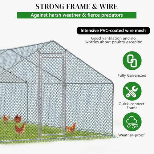 13×10 FT Metal Chicken Coop with Waterproof Cover X846077