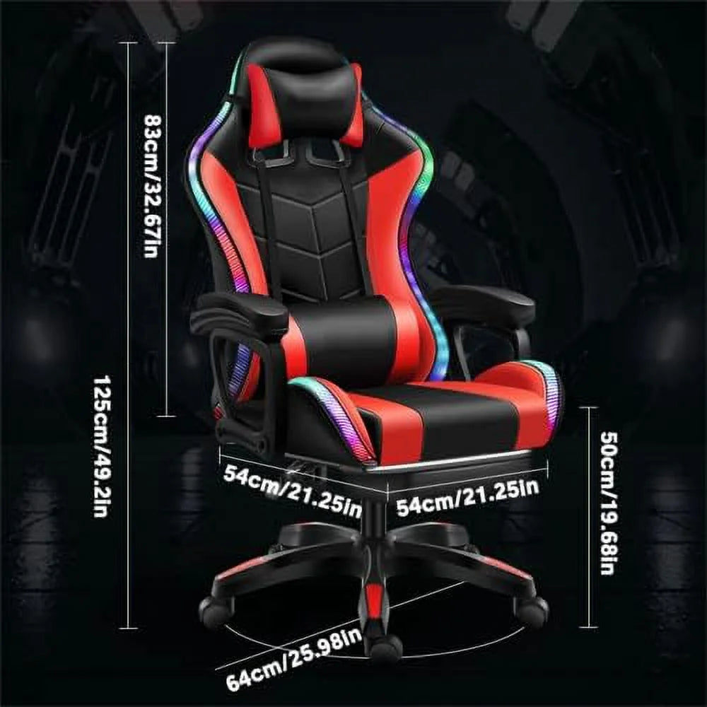 RGB Gaming Chair with Massage and Footrest V7873