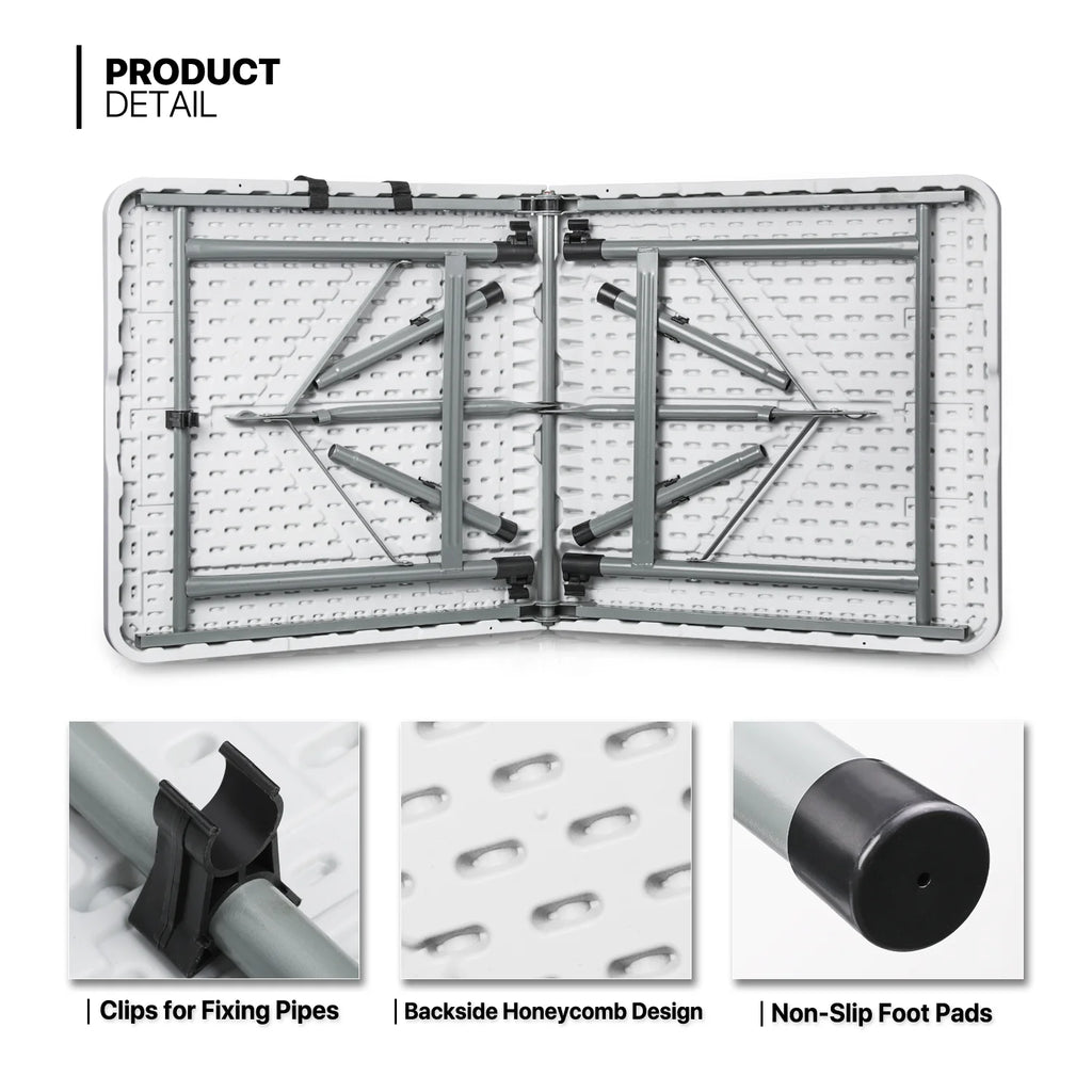 5 Pack 4Ft White Folding Card Table R449397