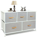 5 Drawer Fabric Dresser with Steel Frame and Wood Top R80133