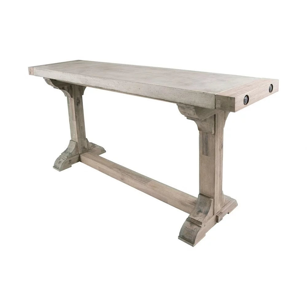Concrete Top Console Table with Trestle Wood Base 52 inches W B445857