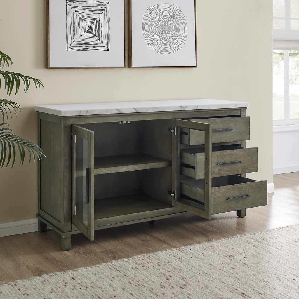 Rustic Indoor Sideboard with White Marble Top M487
