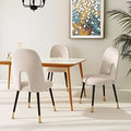 Beige Velvet Upholstered Dining Chairs with Black Gold Legs I679