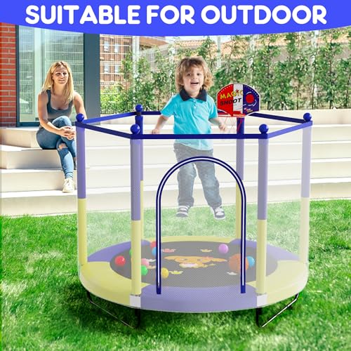 60" Trampoline with Basketball Hoop, Safety Enclosure M76781