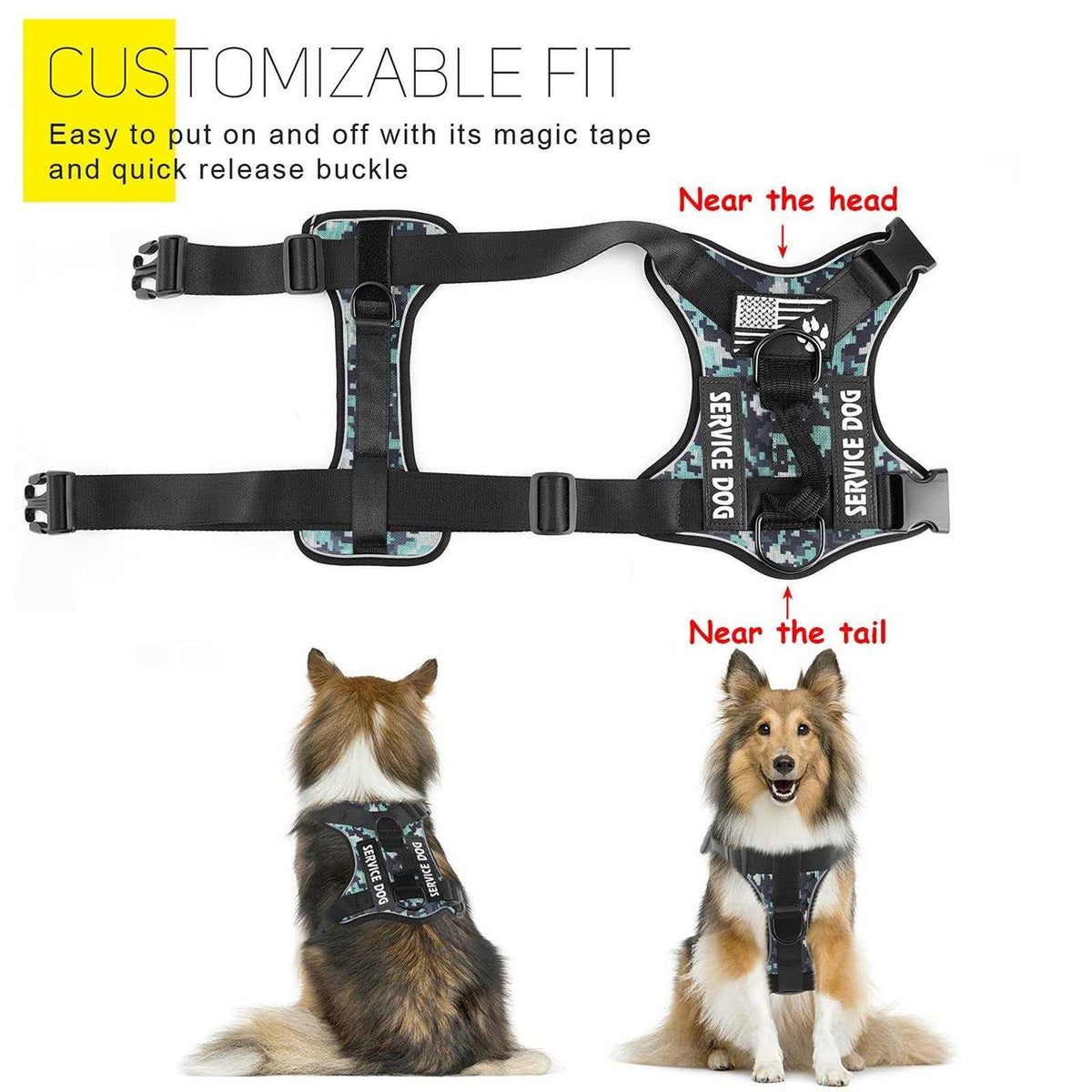 Reflective Dog Vest Harness with 5 PCS Patches L136