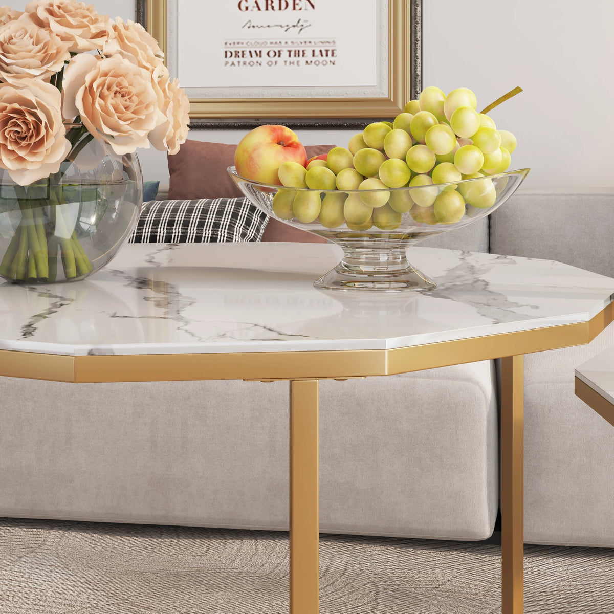 White Marble Coffee Table 12 gon Shape L539960