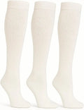 White Diabetic Knee High Socks for Men 3 Pairs O67042