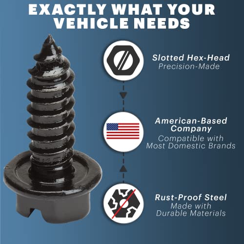 Stainless Steel License Plate Screws 4-Pack Black W788