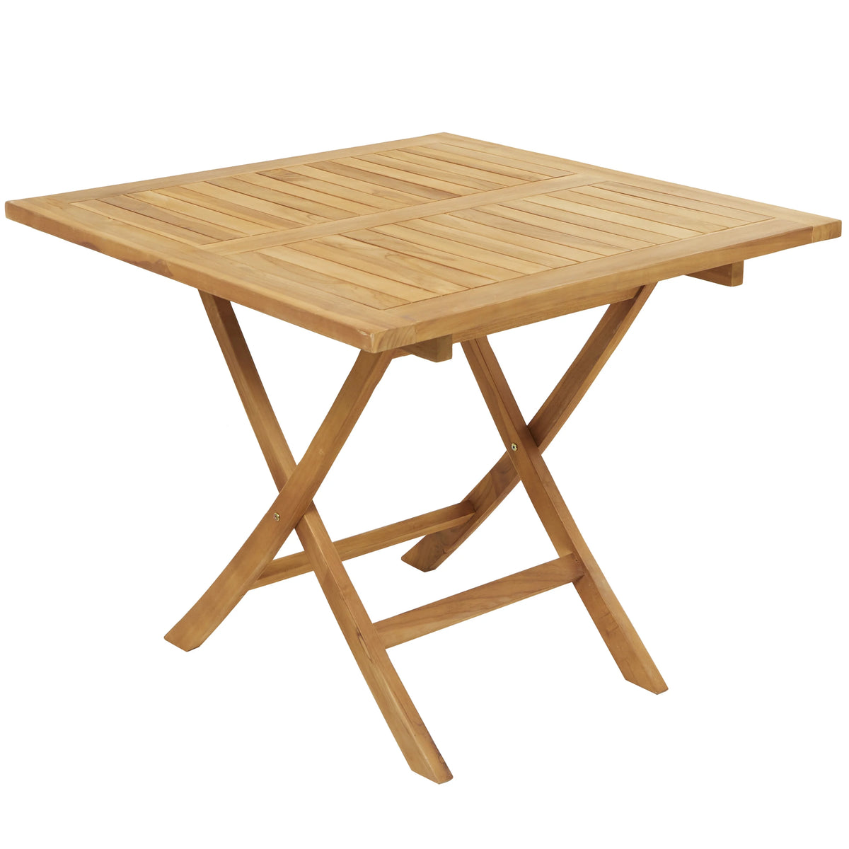 36" x 30" Brown Teak Wood Slatted Outdoor Dining Table E819