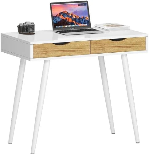 Mid Century 3-Drawer Writing Desk White R6983
