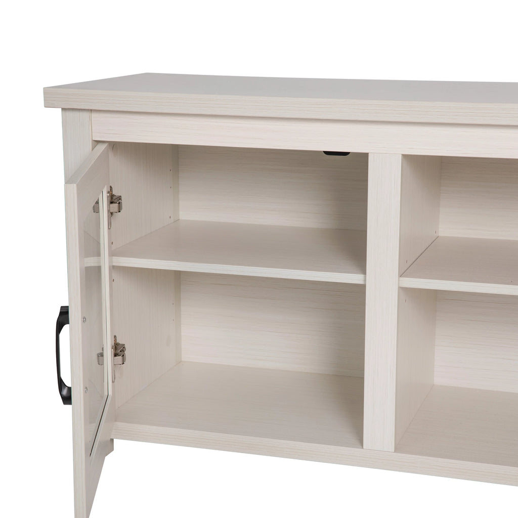 White Wash TV Stand with Glass Doors and Adjustable Shelves L393546