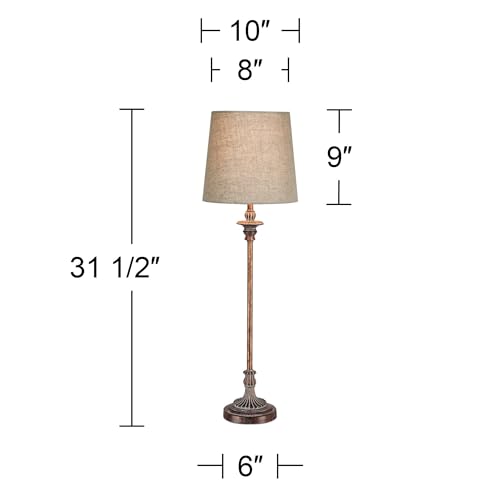 Set of 2 Weathered Brown Linen Fabric Table Lamps D3440