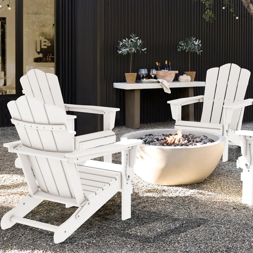 White HDPE Folding Adirondack Chair J3331