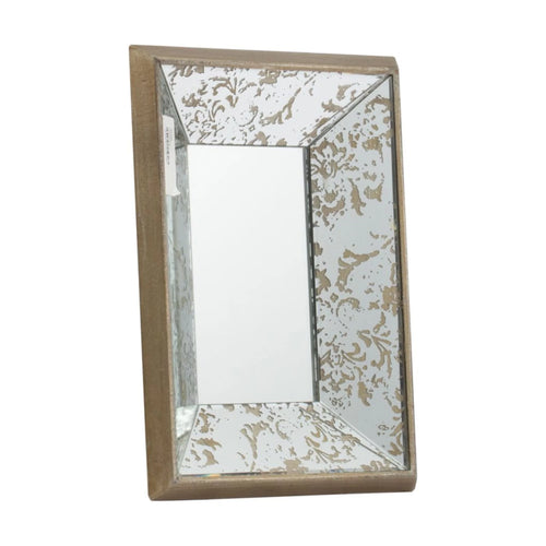 12" Brown and Silver Wooden Framed Rectangular Hanging Mirror R567176