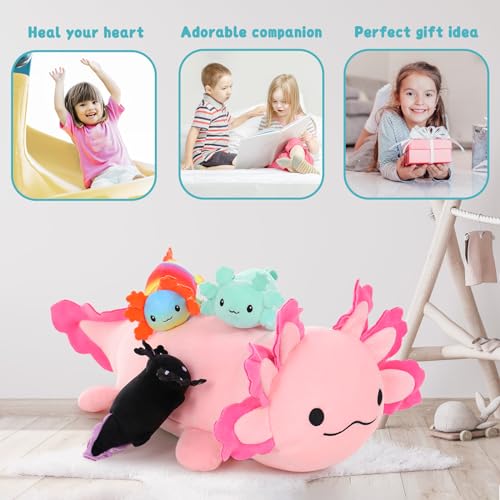 5Pcs Shark Stuffed Animals Set with 4 Small Sea Animal Plush Toys A2869