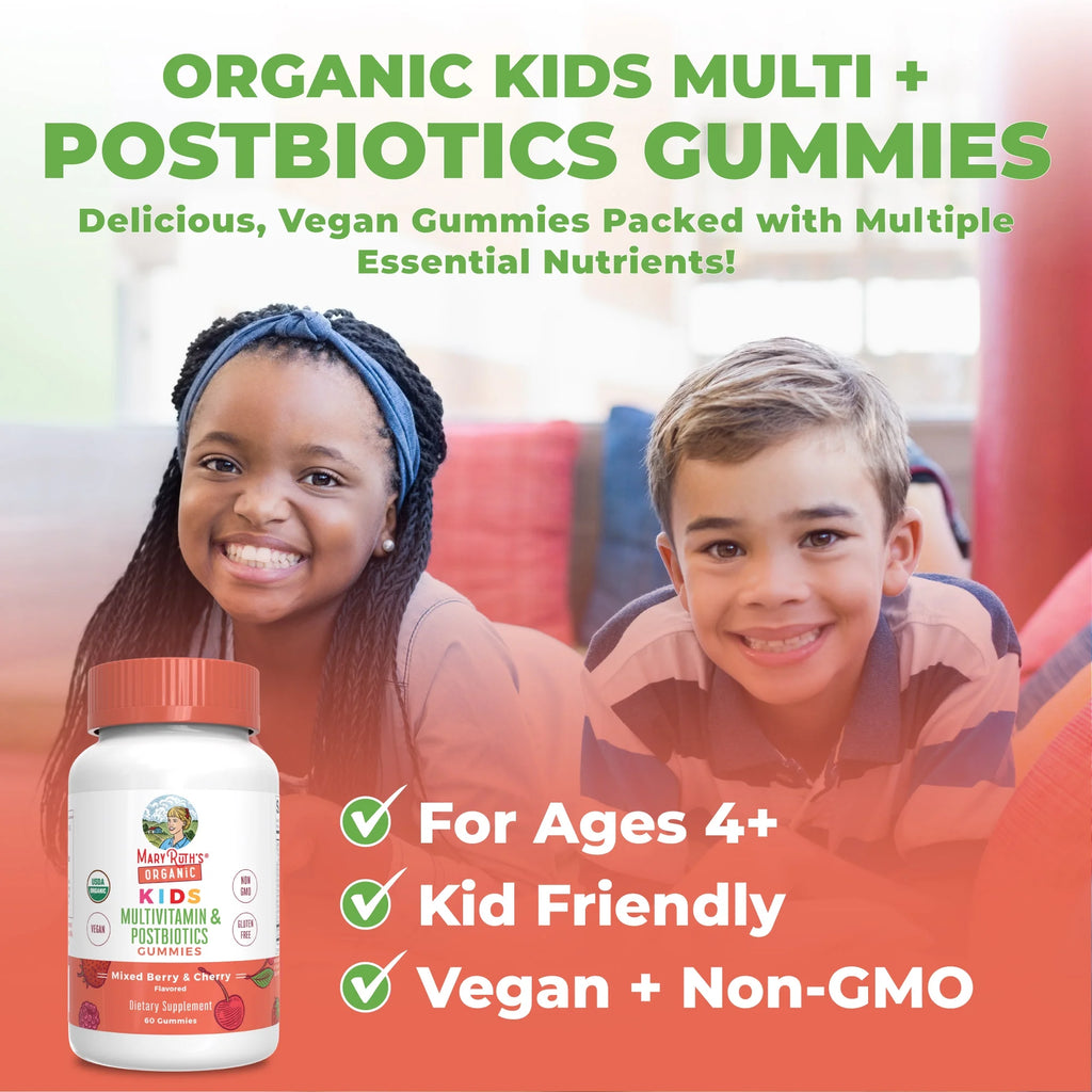 Organic Kids Multivitamin Gummies with Postbiotics, 60 Count B70741