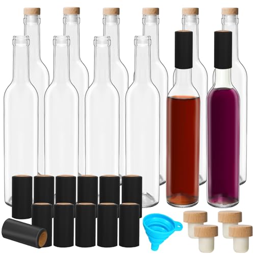 12 Pack 500 ml Clear Glass Bottles with Cork Lids F15856