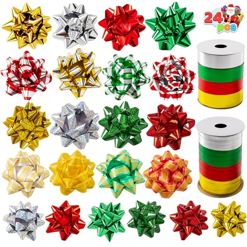 24 PCS Christmas Bows and Gift Ribbons C982