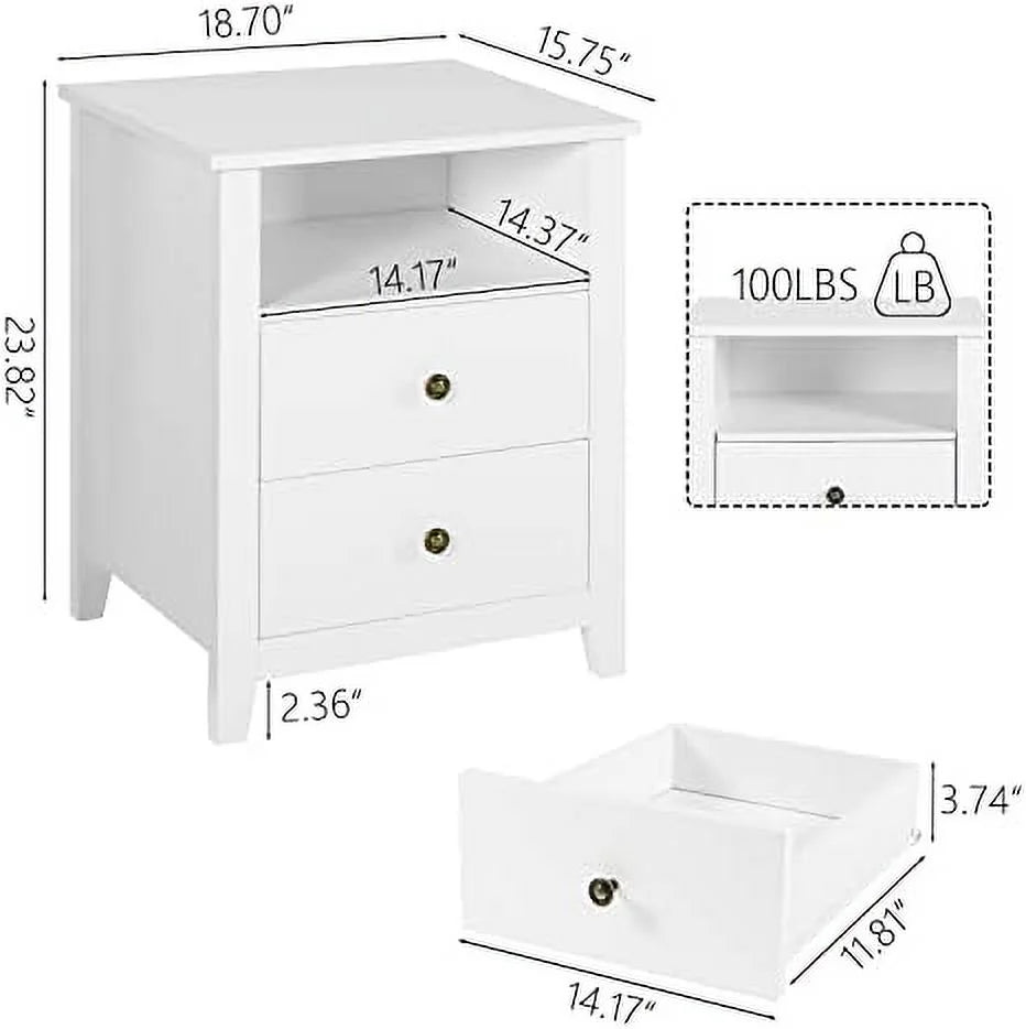 Black Wood Nightstand Set with Drawers A388060