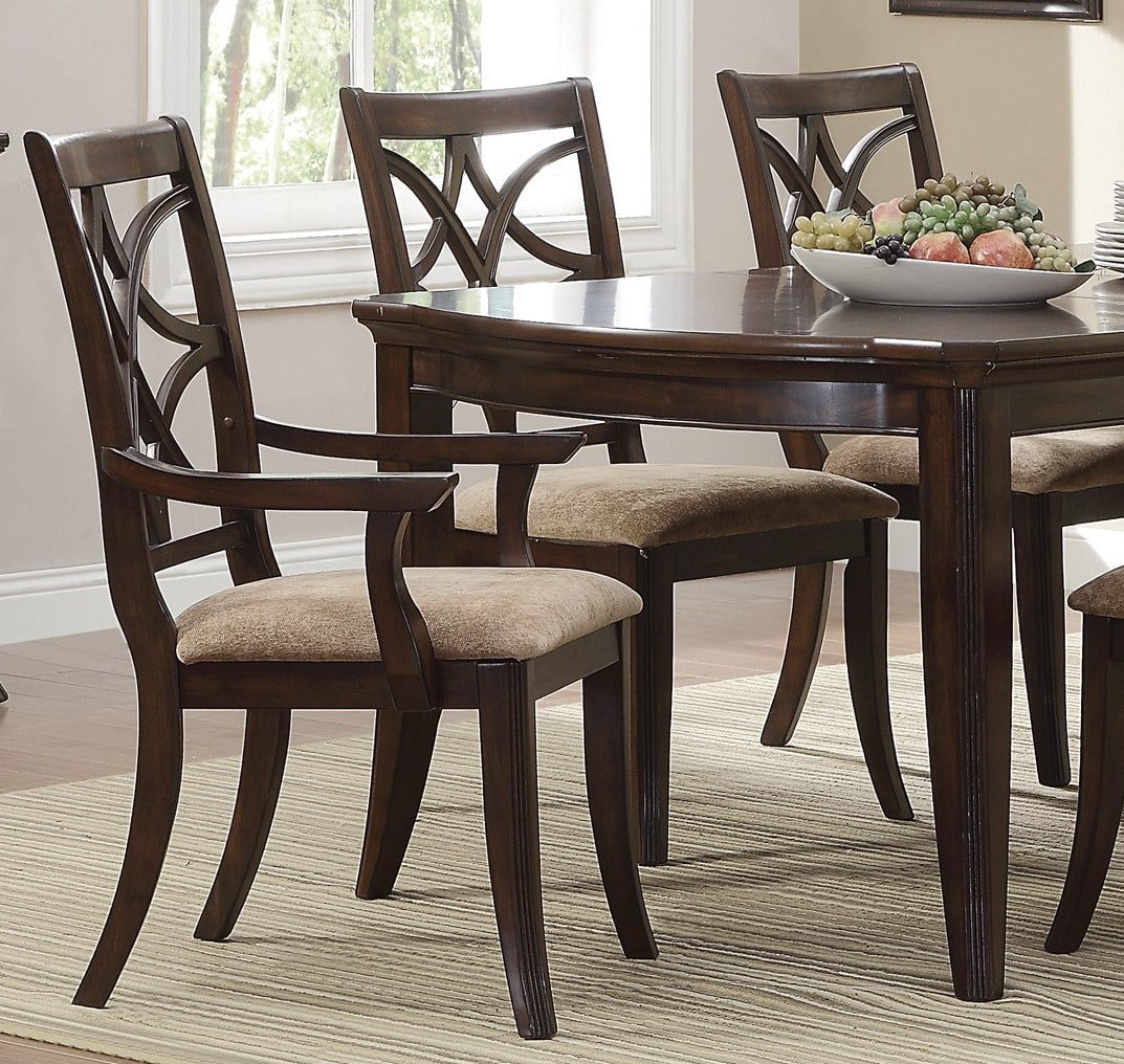 Cherry Finish 7pc Wood Dining Set with Extension Leaves D170