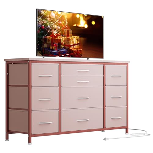 Black 10 Drawer Dresser with Power Outlet I707