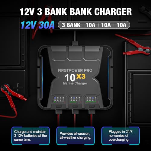 2 Bank 10A 12V Waterproof Marine Battery Charger H2848