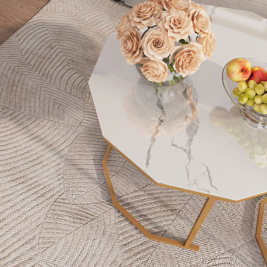 White Marble Coffee Table 12 gon Shape L539960