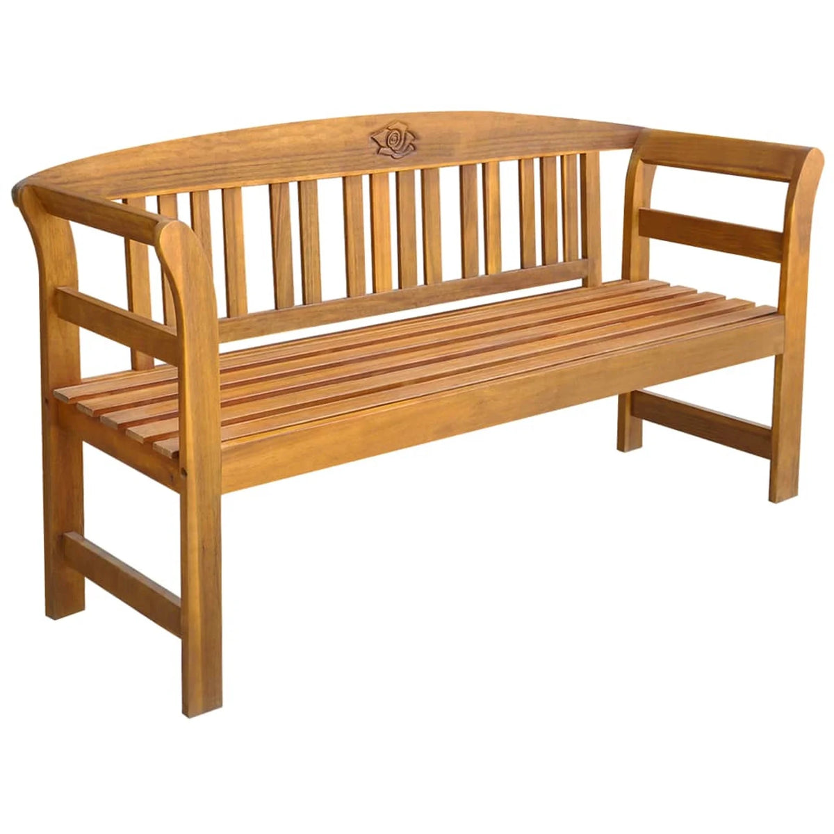 Acacia Wood Garden Bench with Gray Seat Cushion L672