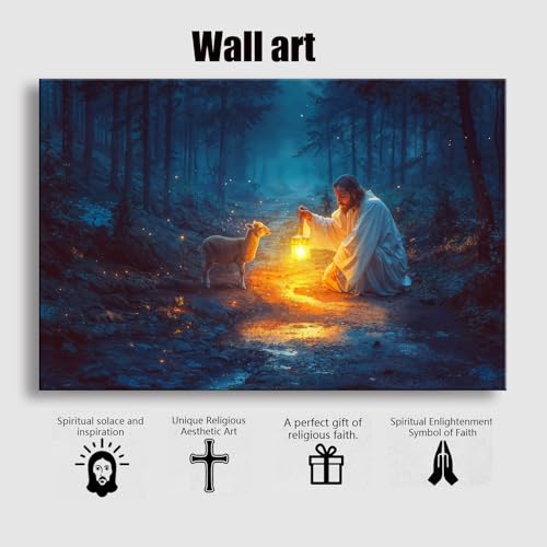 Jesus and Lamb Canvas Wall Art X9783