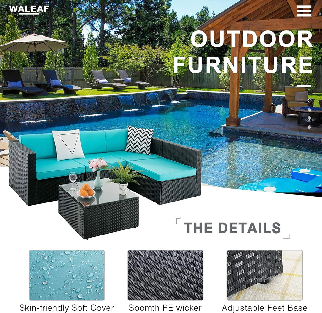 5 Pieces Rattan Wicker Sectional Sofa Set with Table K769