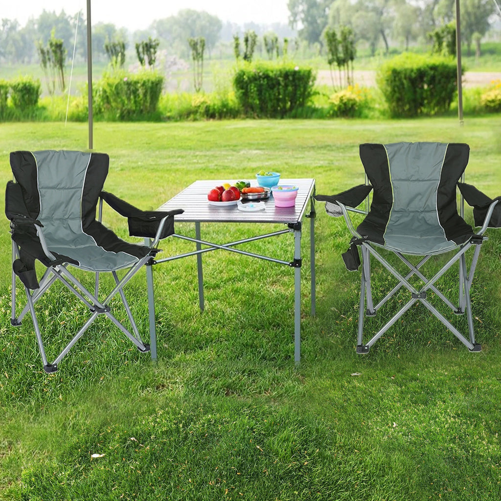 Oversized Folding Camping Chair with Cup Holder and Cooler Bag G60596