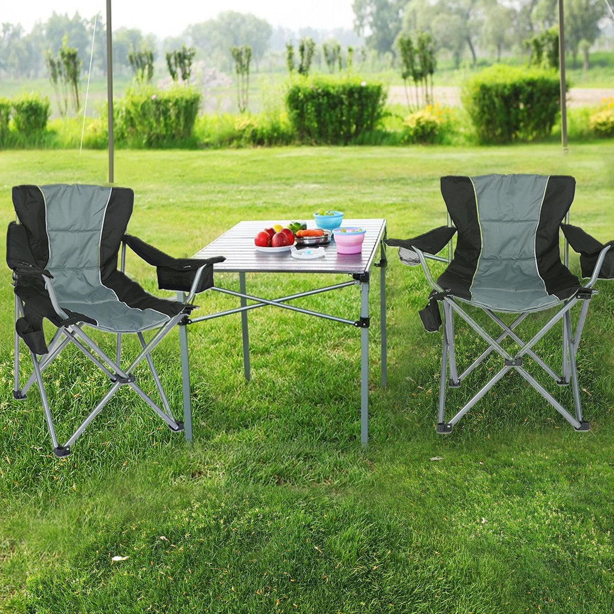 Oversized Folding Camping Chair with Cup Holder and Cooler Bag G60596