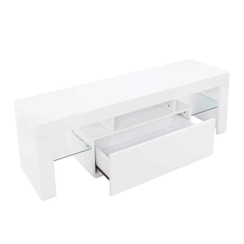 White High Gloss LED TV Stand with 2 Drawers W325