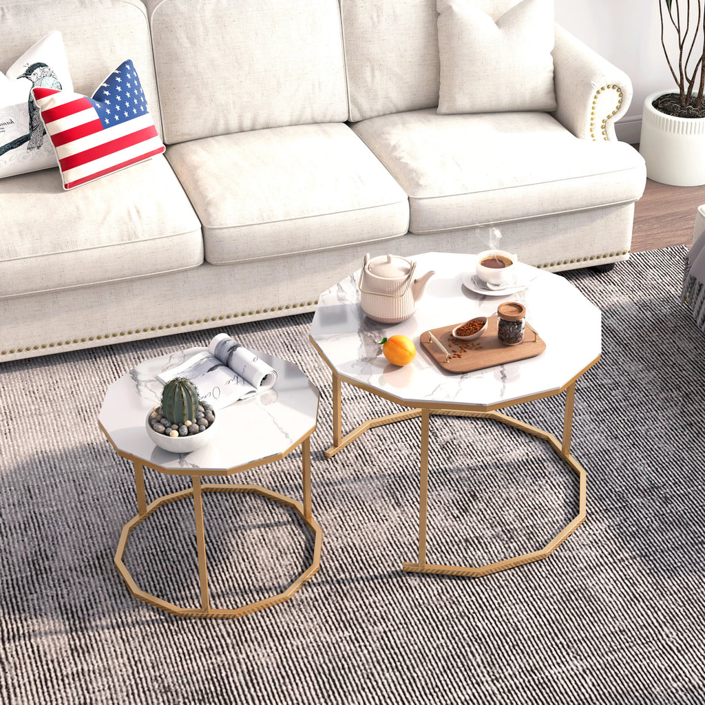 White Marble Coffee Table 12 gon Shape L539960