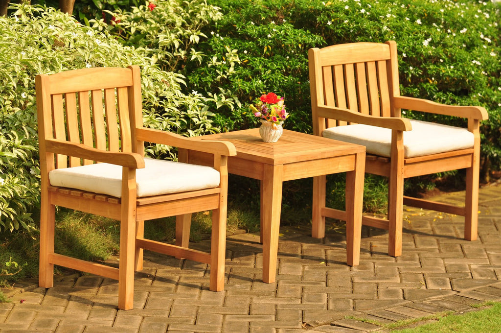 3 Pc Grade-A Teak Dining Set with 2 Arm Chairs D673