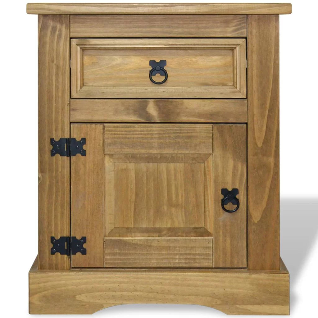 Rustic Wood Nightstand with Storage Drawer and Cabinet M8200