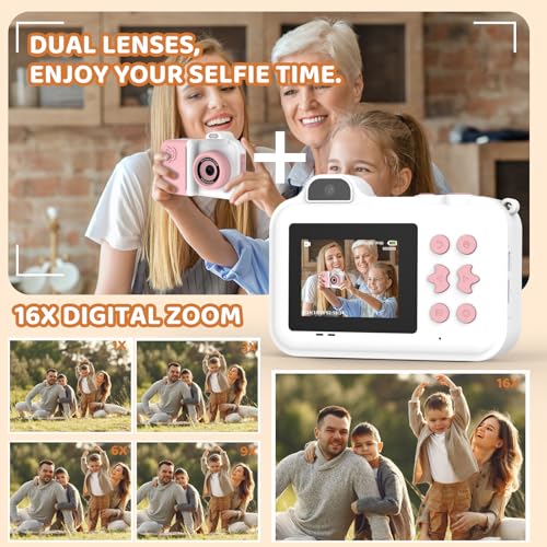 Instant Print Kids Camera 1080P HD Dual-Lens with 32G Card X8630