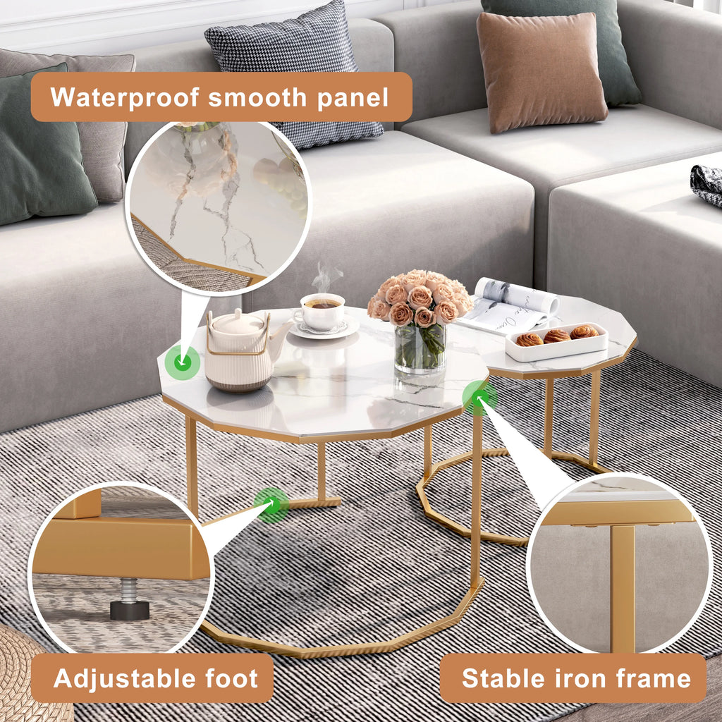 White Marble Coffee Table 12 gon Shape L539960
