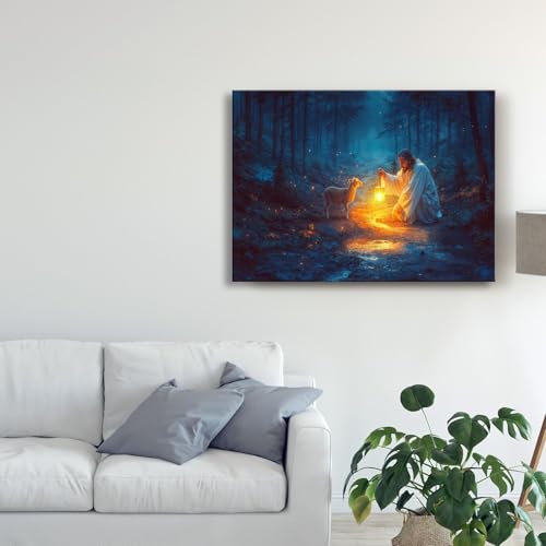 Jesus and Lamb Canvas Wall Art X9783