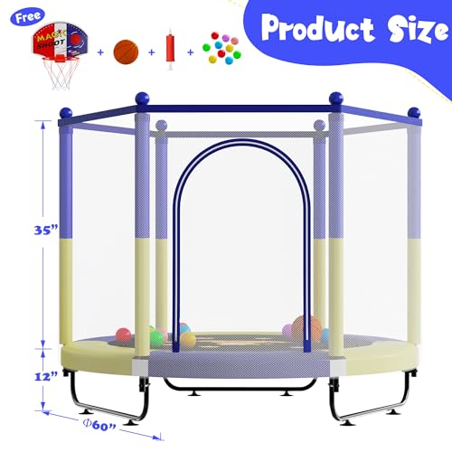 60" Trampoline with Basketball Hoop, Safety Enclosure M76781